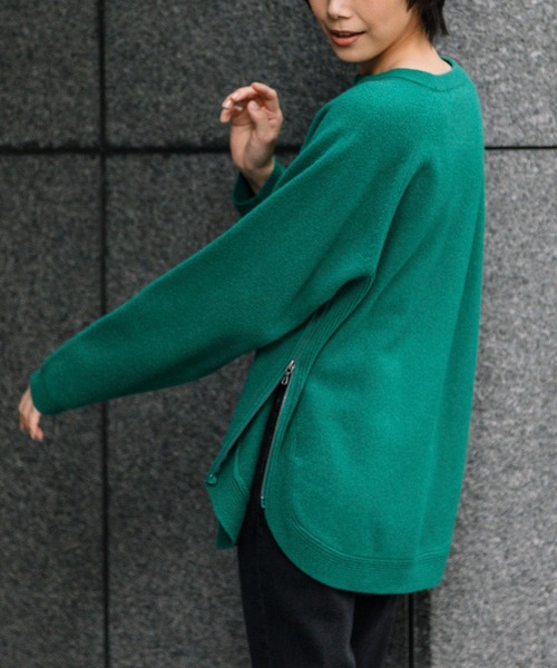 Munich（ミューニック）の「エクストラファインメリノボイルドウール　サイドジッププルオーバー（ニット/セーター・レディース・ベージュ/グリーン/オートミール・FREE）」の7枚目の写真