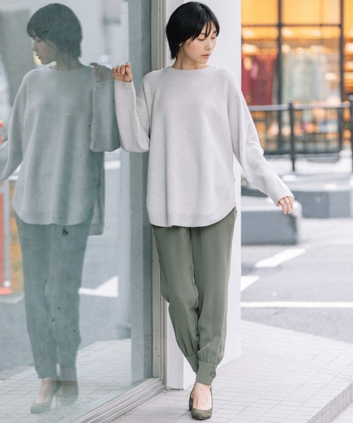 Munich（ミューニック）の「エクストラファインメリノボイルドウール　サイドジッププルオーバー（ニット/セーター・レディース・ベージュ/グリーン/オートミール・FREE）」の11枚目の写真