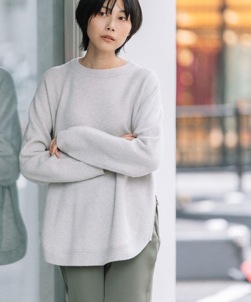 Munich（ミューニック）の「エクストラファインメリノボイルドウール　サイドジッププルオーバー（ニット/セーター・レディース・ベージュ/グリーン/オートミール・FREE）」の14枚目の写真