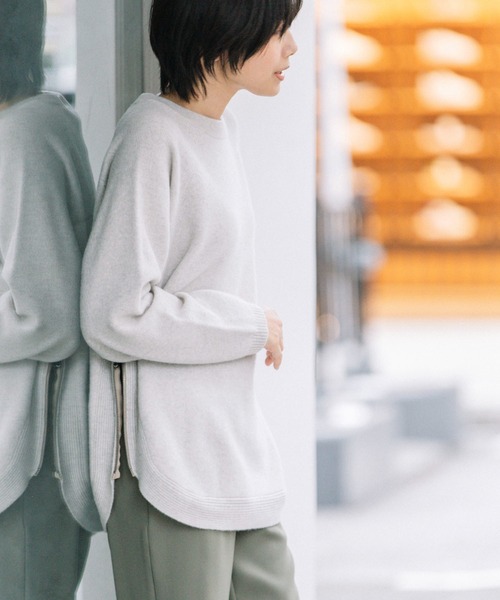 Munich（ミューニック）の「エクストラファインメリノボイルドウール　サイドジッププルオーバー（ニット/セーター・レディース・ベージュ/グリーン/オートミール・FREE）」の15枚目の写真
