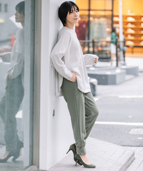 Munich（ミューニック）の「エクストラファインメリノボイルドウール　サイドジッププルオーバー（ニット/セーター・レディース・ベージュ/グリーン/オートミール・FREE）」の12枚目の写真