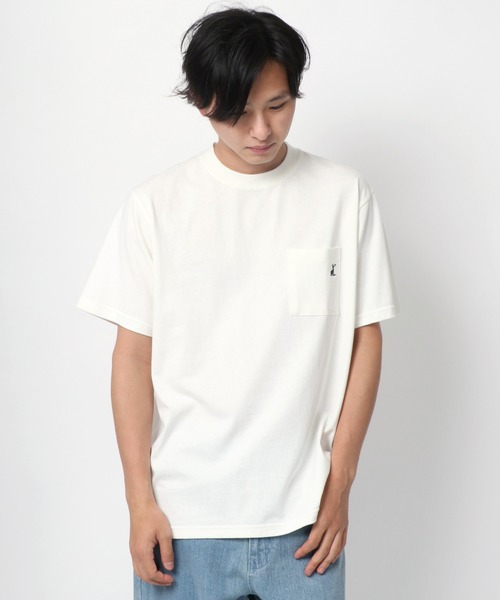 CAPTAIN STAG(キャプテンスタッグ)の「CAPTAIN STAG/キャプテンスタッグ ヘビーコットン ポケ付 ワンポイント刺繍 無地Tシャツ(Tシャツ/カットソー・メンズ・ホワイト/ブラック/ベージュ/ネイビー/グレー・LL/M/L)」の3枚目の写真