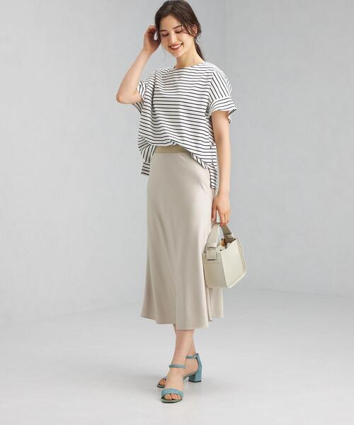 green label relaxing（グリーンレーベルリラクシング）の「CB コットン ポンチ フレア スリーブ プルオーバー カットソー / ボーダー（Tシャツ/カットソー・レディース・ダークグリーン/ダークブラウン/オフホワイト/その他1・FREE）」の8枚目の写真