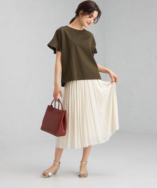 green label relaxing（グリーンレーベルリラクシング）の「CB コットン ポンチ フレア スリーブ プルオーバー カットソー / ボーダー（Tシャツ/カットソー・レディース・ダークグリーン/ダークブラウン/オフホワイト/その他1・FREE）」の13枚目の写真