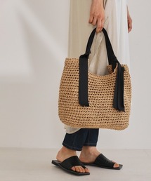 Bou Jeloud | コンビカラーリボン手編みトート(かごバッグ)