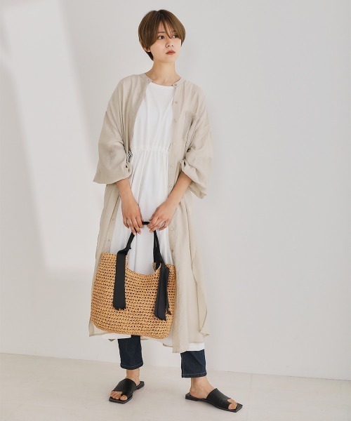 Bou Jeloud（ブージュルード）の「コンビカラーリボン手編みトート（かごバッグ・レディース・ブラック/ベージュ・FREE）」の10枚目の写真