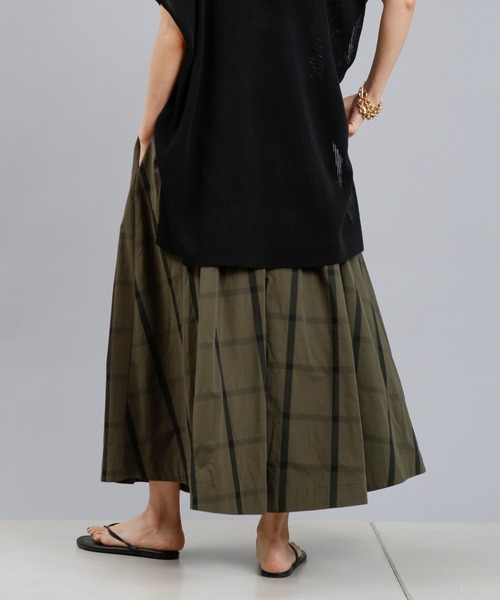 DouDou（ドゥドゥ）の「チェックフレアスカート（スカート・レディース・カーキ/ブラック・FREE）」の11枚目の写真