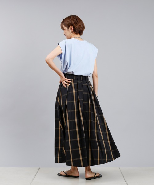 DouDou（ドゥドゥ）の「チェックフレアスカート（スカート・レディース・カーキ/ブラック・FREE）」の20枚目の写真