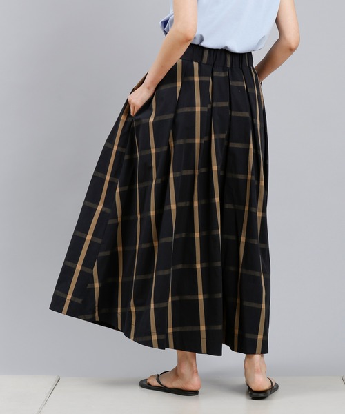 DouDou（ドゥドゥ）の「チェックフレアスカート（スカート・レディース・カーキ/ブラック・FREE）」の10枚目の写真