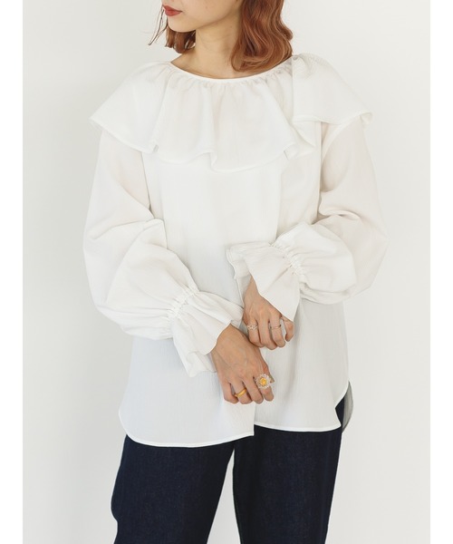 SLURR（スラ―）の「2wayフリル衿ブラウス（シャツ/ブラウス・レディース・オフホワイト・FREE）」の3枚目の写真