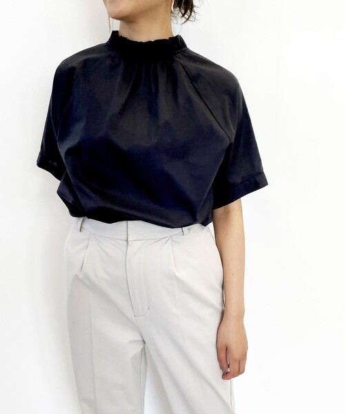 SHARE PARK（シェアパーク）の「【洗える】付け衿ブラウス（シャツ/ブラウス・レディース・ブラック系/ライトグレー系/オレンジ系・1）」の2枚目の写真