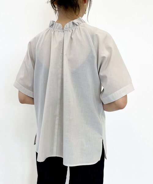 SHARE PARK（シェアパーク）の「【洗える】付け衿ブラウス（シャツ/ブラウス・レディース・ブラック系/ライトグレー系/オレンジ系・1）」の7枚目の写真