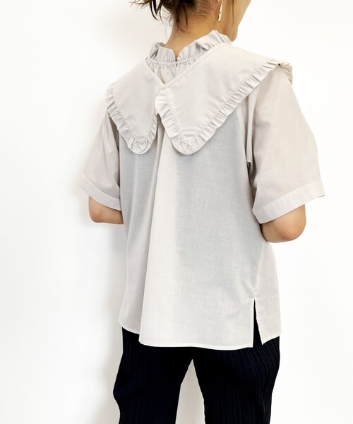 SHARE PARK（シェアパーク）の「【洗える】付け衿ブラウス（シャツ/ブラウス・レディース・ブラック系/ライトグレー系/オレンジ系・1）」の12枚目の写真