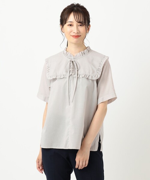 SHARE PARK（シェアパーク）の「【洗える】付け衿ブラウス（シャツ/ブラウス・レディース・ブラック系/ライトグレー系/オレンジ系・1）」の4枚目の写真