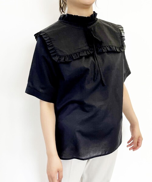 SHARE PARK（シェアパーク）の「【洗える】付け衿ブラウス（シャツ/ブラウス・レディース・ブラック系/ライトグレー系/オレンジ系・1）」の10枚目の写真