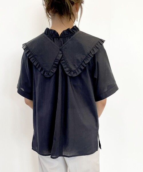 SHARE PARK（シェアパーク）の「【洗える】付け衿ブラウス（シャツ/ブラウス・レディース・ブラック系/ライトグレー系/オレンジ系・1）」の8枚目の写真