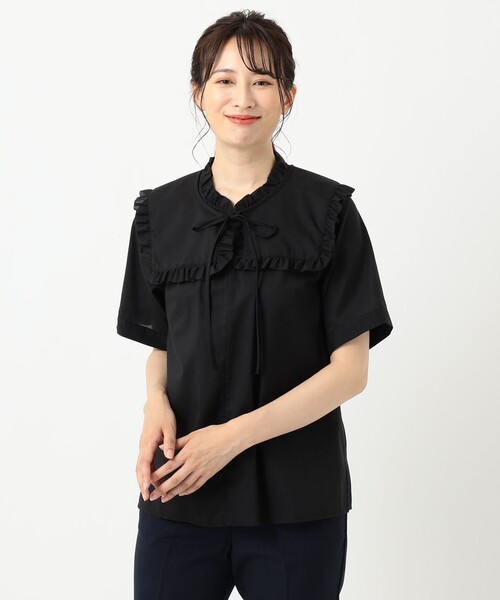 SHARE PARK（シェアパーク）の「【洗える】付け衿ブラウス（シャツ/ブラウス・レディース・ブラック系/ライトグレー系/オレンジ系・1）」の5枚目の写真