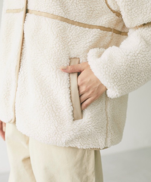 CRAFT STANDARD BOUTIQUE(クラフトスタンダードブティック)の「ノーカラーボアブルゾン *◇(ノーカラーコート・レディース・グレー/オフホワイト・FREE)」の18枚目の写真