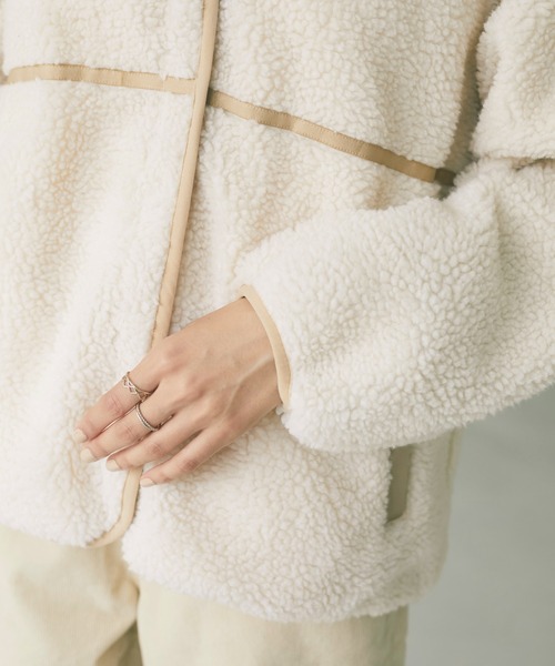 CRAFT STANDARD BOUTIQUE(クラフトスタンダードブティック)の「ノーカラーボアブルゾン *◇(ノーカラーコート・レディース・グレー/オフホワイト・FREE)」の17枚目の写真