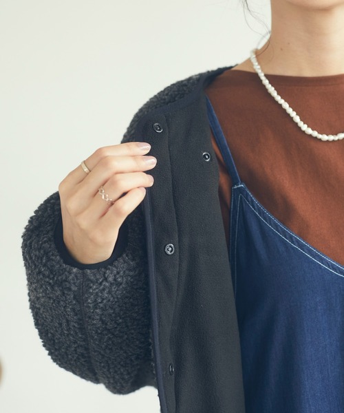 CRAFT STANDARD BOUTIQUE(クラフトスタンダードブティック)の「ノーカラーボアブルゾン *◇(ノーカラーコート・レディース・グレー/オフホワイト・FREE)」の14枚目の写真