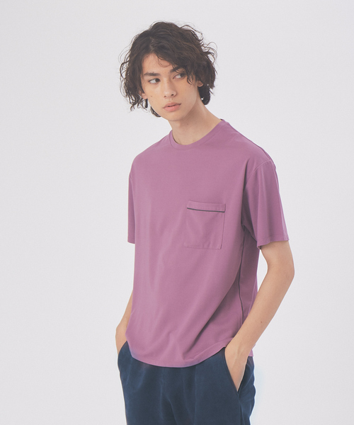 ABAHOUSE(アバハウス)の「パイピング ポンチ ポケット Tシャツ(Tシャツ/カットソー・メンズ・イエロー/ホワイト/カーキ/パープル・48/50/46)」の3枚目の写真