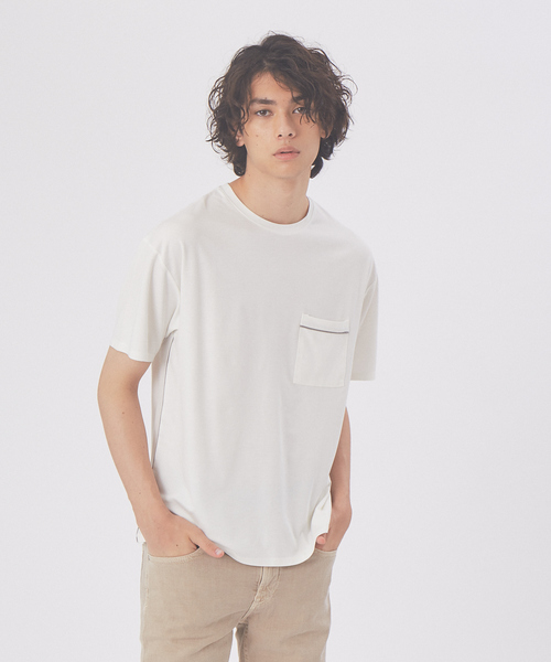 ABAHOUSE(アバハウス)の「パイピング ポンチ ポケット Tシャツ(Tシャツ/カットソー・メンズ・イエロー/ホワイト/カーキ/パープル・48/50/46)」の2枚目の写真