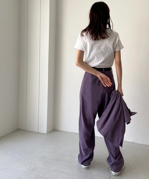 CANAL JEAN(キャナルジーン)の「RED CHOP WORKS(レッドチョップワークス) レーヨン混タックテーパードパンツ(その他パンツ・レディース・ブラック/ベージュ/パープル・38/36)」の8枚目の写真