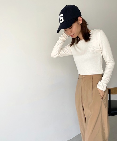 CANAL JEAN(キャナルジーン)の「RED CHOP WORKS(レッドチョップワークス) レーヨン混タックテーパードパンツ(その他パンツ・レディース・ブラック/ベージュ/パープル・38/36)」の11枚目の写真