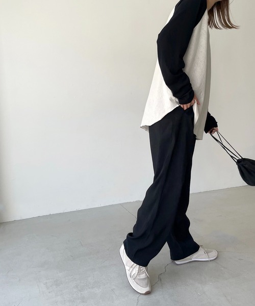 CANAL JEAN(キャナルジーン)の「RED CHOP WORKS(レッドチョップワークス) レーヨン混タックテーパードパンツ(その他パンツ・レディース・ブラック/ベージュ/パープル・38/36)」の13枚目の写真