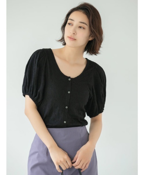fifth(フィフス)の「シワ加工パフスリーブプルオーバー(シャツ/ブラウス・レディース・オフホワイト/ライトグリーン/ブラック・MEDIUM)」の1枚目の写真