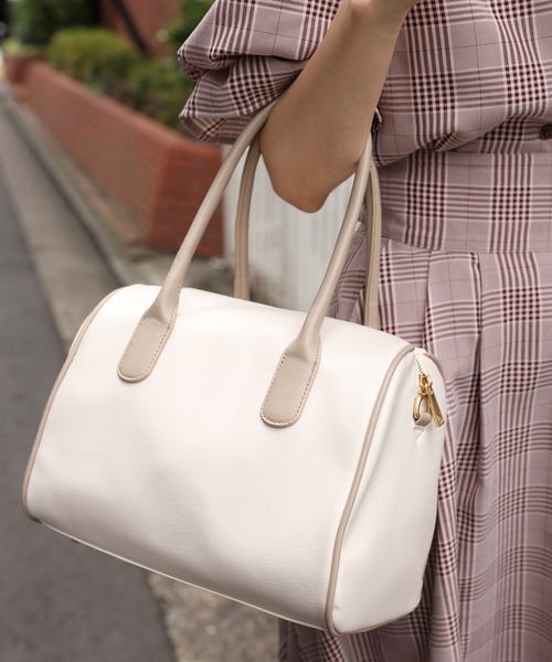 one after another NICE CLAUP（ワンアフターアナザーナイスクラップ）の「<Web限定カラーあり>モノグラム２Wayボストンミニバッグ（ボストンバッグ・レディース・ブラウン系その他/ダークブラウン/アイボリー・FREE）」の17枚目の写真