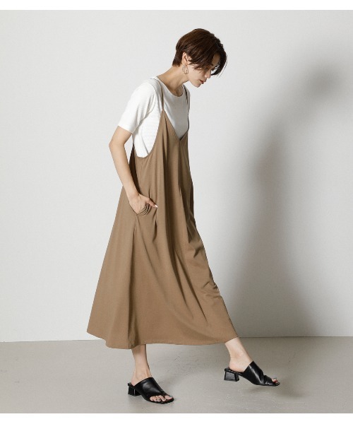 AZUL by moussy（アズールバイマウジー）の「TOPS SET CAMI ONEPIECE / トップスセット キャミワンピース（ワンピース・レディース・ブラック/ダークカーキ/ベージュ・MEDIUM/SMALL）」の8枚目の写真