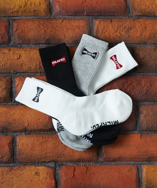 MILKFED.（ミルクフェド）の「RIBBON EMBROIDERY RIB SOCKS（ソックス/靴下・レディース・アッシュ/ブラック/ホワイト/レッド・ONE SIZE）」の7枚目の写真