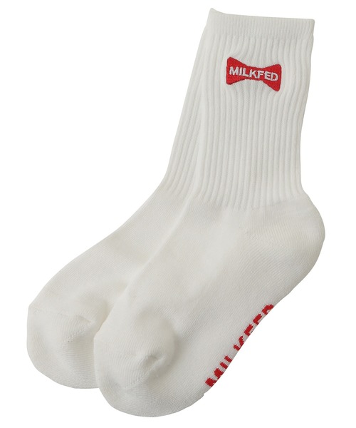 MILKFED.（ミルクフェド）の「RIBBON EMBROIDERY RIB SOCKS（ソックス/靴下・レディース・アッシュ/ブラック/ホワイト/レッド・ONE SIZE）」の14枚目の写真