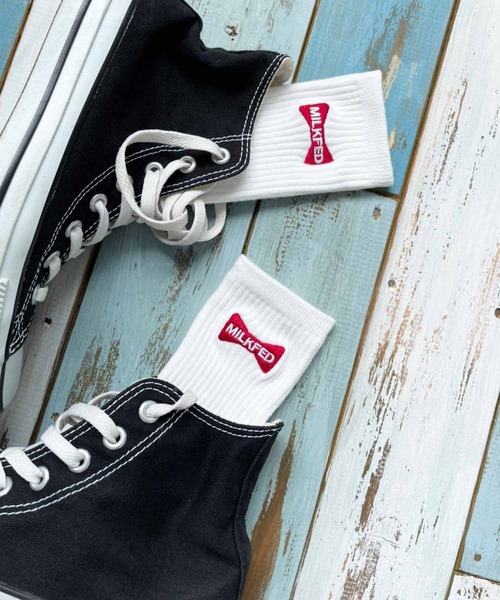 MILKFED.（ミルクフェド）の「RIBBON EMBROIDERY RIB SOCKS（ソックス/靴下・レディース・アッシュ/ブラック/ホワイト/レッド・ONE SIZE）」の19枚目の写真