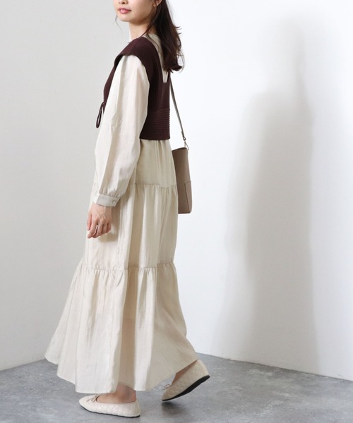 archives（アルシーヴ）の「【web限定】2wayレースアップビスチェ＋シアーティアードワンピース（ワンピース・レディース・ベージュ/ブラウン/ブルー/シルバーグレー・MEDIUM）」の13枚目の写真