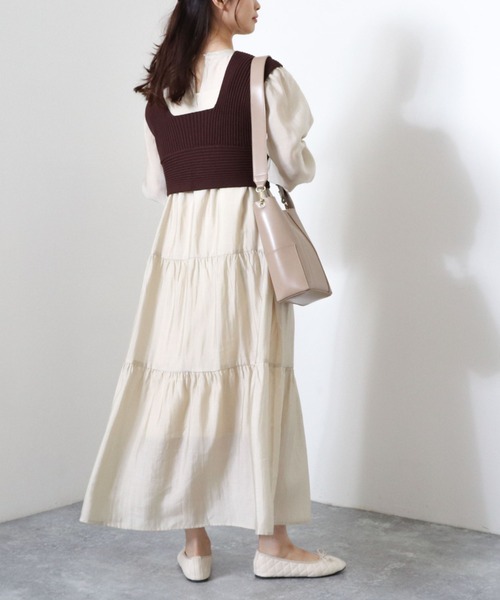 archives（アルシーヴ）の「【web限定】2wayレースアップビスチェ＋シアーティアードワンピース（ワンピース・レディース・ベージュ/ブラウン/ブルー/シルバーグレー・MEDIUM）」の16枚目の写真