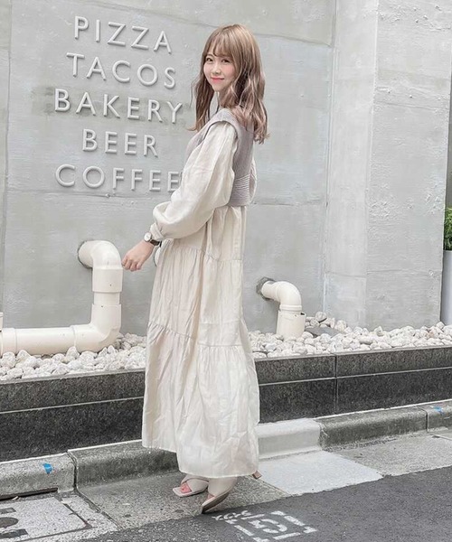 archives（アルシーヴ）の「【web限定】2wayレースアップビスチェ＋シアーティアードワンピース（ワンピース・レディース・ベージュ/ブラウン/ブルー/シルバーグレー・MEDIUM）」の18枚目の写真