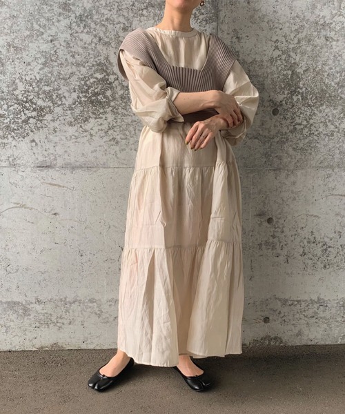 archives（アルシーヴ）の「【web限定】2wayレースアップビスチェ＋シアーティアードワンピース（ワンピース・レディース・ベージュ/ブラウン/ブルー/シルバーグレー・MEDIUM）」の19枚目の写真