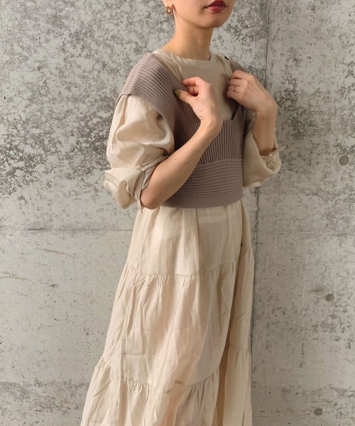 archives（アルシーヴ）の「【web限定】2wayレースアップビスチェ＋シアーティアードワンピース（ワンピース・レディース・ベージュ/ブラウン/ブルー/シルバーグレー・MEDIUM）」の20枚目の写真