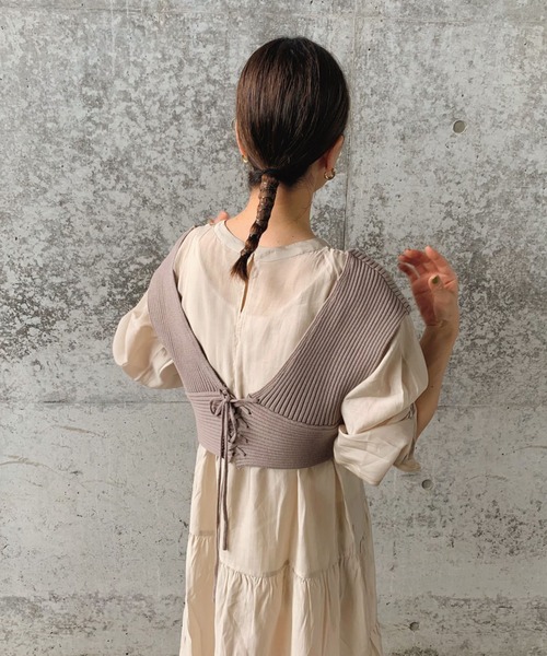 archives（アルシーヴ）の「【web限定】2wayレースアップビスチェ＋シアーティアードワンピース（ワンピース・レディース・ベージュ/ブラウン/ブルー/シルバーグレー・MEDIUM）」の21枚目の写真