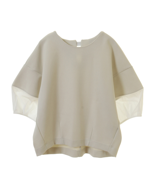 alcali(アルカリ)の「切替変形パフ袖トップス(Tシャツ/カットソー・レディース・アイボリー/ブラック・FREE)」の1枚目の写真