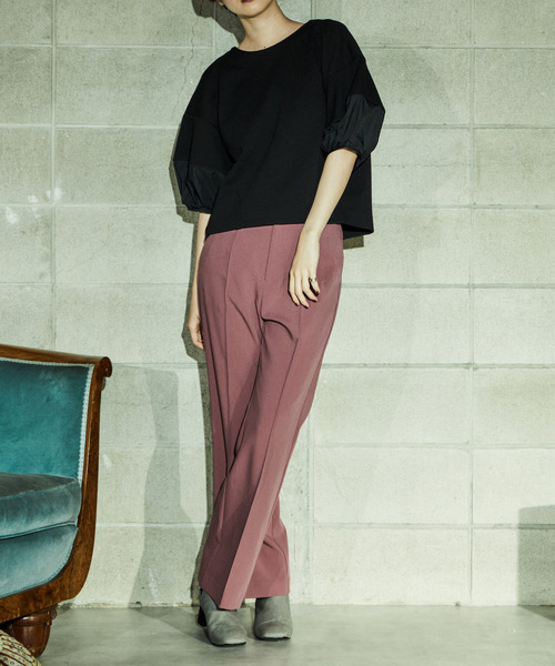 alcali(アルカリ)の「切替変形パフ袖トップス(Tシャツ/カットソー・レディース・アイボリー/ブラック・FREE)」の12枚目の写真