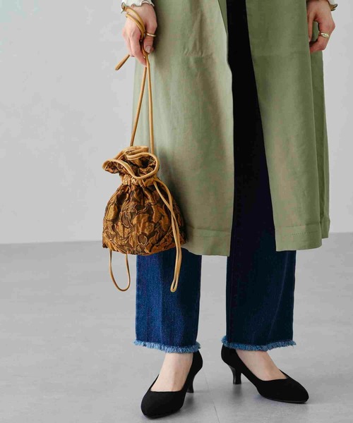 ORiental TRaffic(オリエンタルトラフィック)の「ボタニカル柄シアー巾着バッグ BA-198(ショルダーバッグ・レディース・ベージュ/オレンジ・フリ-)」の11枚目の写真