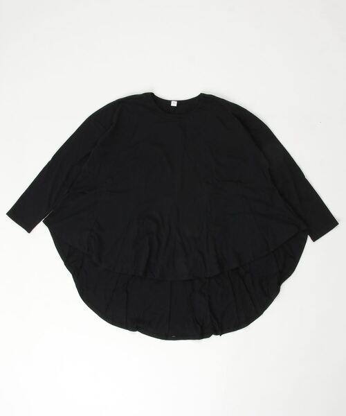 NHT（エヌエイチティー）の「NHT/エヌエイチティー ラウンドフレアーロングTシャツ（Tシャツ/カットソー・レディース・ブラック/グレー・F）」の3枚目の写真