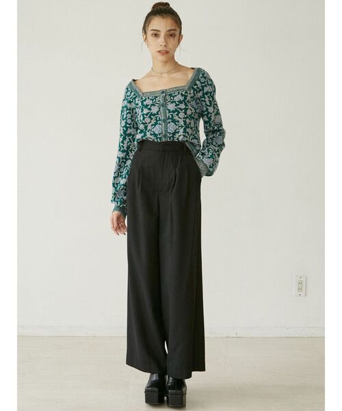 EVRIS（エヴリス）の「フロントボタンジャガードニットトップス（ニット/セーター・レディース・ネイビー/グリーン・FREE）」の12枚目の写真