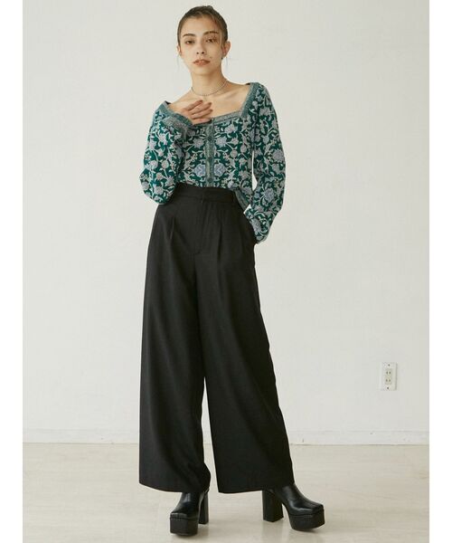 EVRIS（エヴリス）の「フロントボタンジャガードニットトップス（ニット/セーター・レディース・ネイビー/グリーン・FREE）」の6枚目の写真