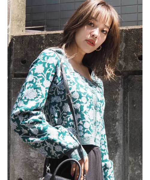 EVRIS（エヴリス）の「フロントボタンジャガードニットトップス（ニット/セーター・レディース・ネイビー/グリーン・FREE）」の20枚目の写真