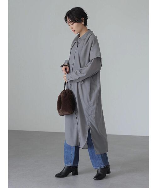 AMERICAN HOLIC（アメリカンホリック）の「3WAYバックギャザーシャツワンピース（ワンピース・レディース・チャコールグレー/ストライプ/チェック・FREE）」の10枚目の写真