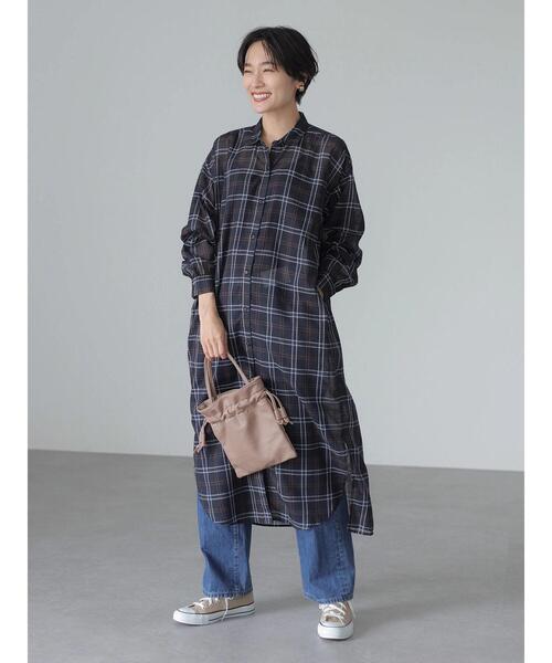 AMERICAN HOLIC（アメリカンホリック）の「3WAYバックギャザーシャツワンピース（ワンピース・レディース・チャコールグレー/ストライプ/チェック・FREE）」の21枚目の写真